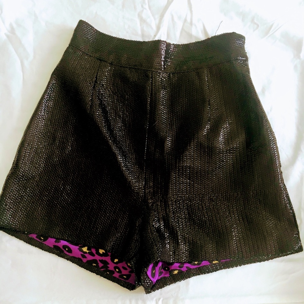 Sequin black high waisted hot pants shorts